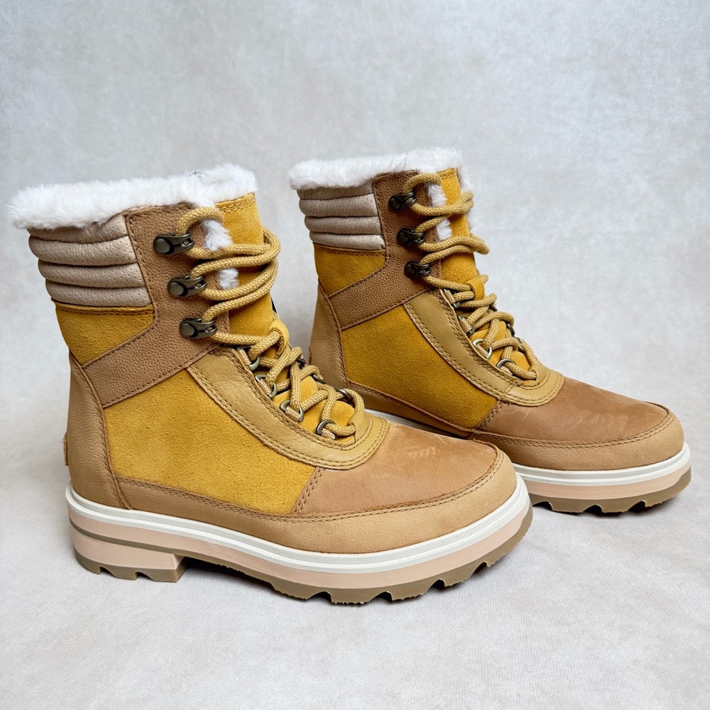 Sorel Lennox Lace Cozy WP Boots Geo Yellow Curry 7.5 Waterproof Insulated - Picture 2 of 14